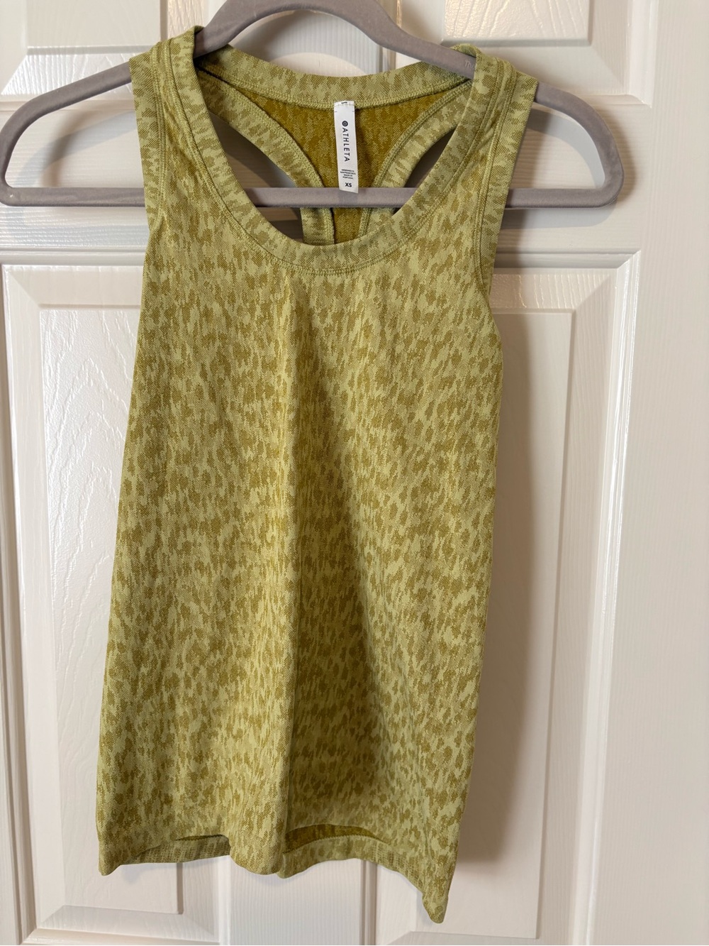 Athleta Olive Green Subtle Leopard Racerback Tank